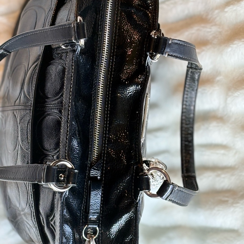 Coach Black Shoulder Bag with Embossed Pattern - Picture 6 of 15
